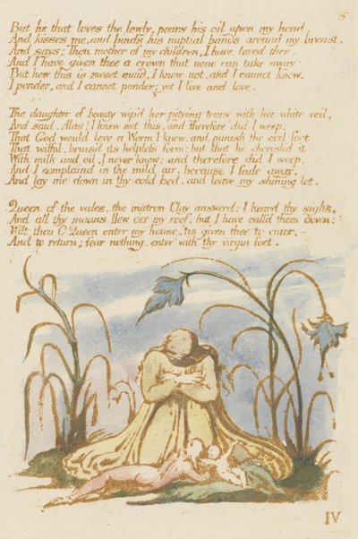 But he that loves the lowly..., plate 7 from The Book of Thel, 1789 by William Blake